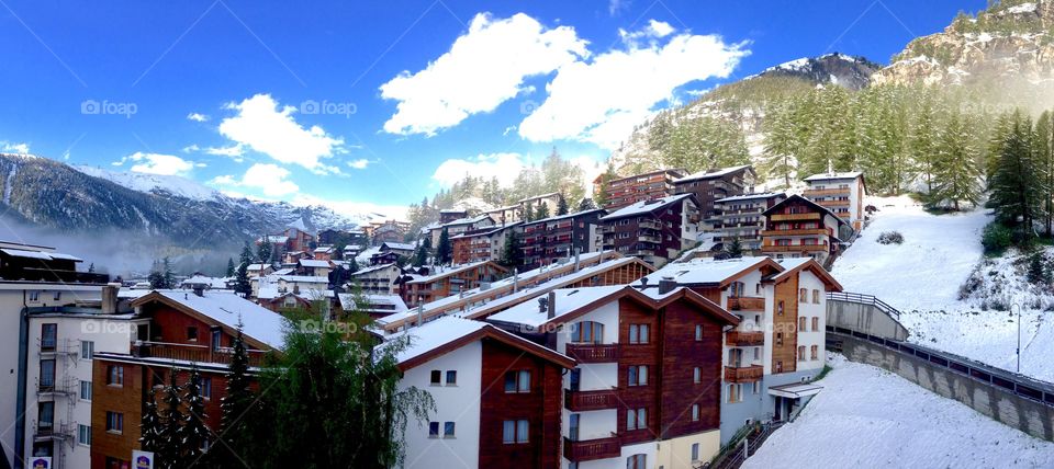 viewpoints of zermatt with snow mountains background . viewpoints of zermatt with snow mountains background, Switzerland 