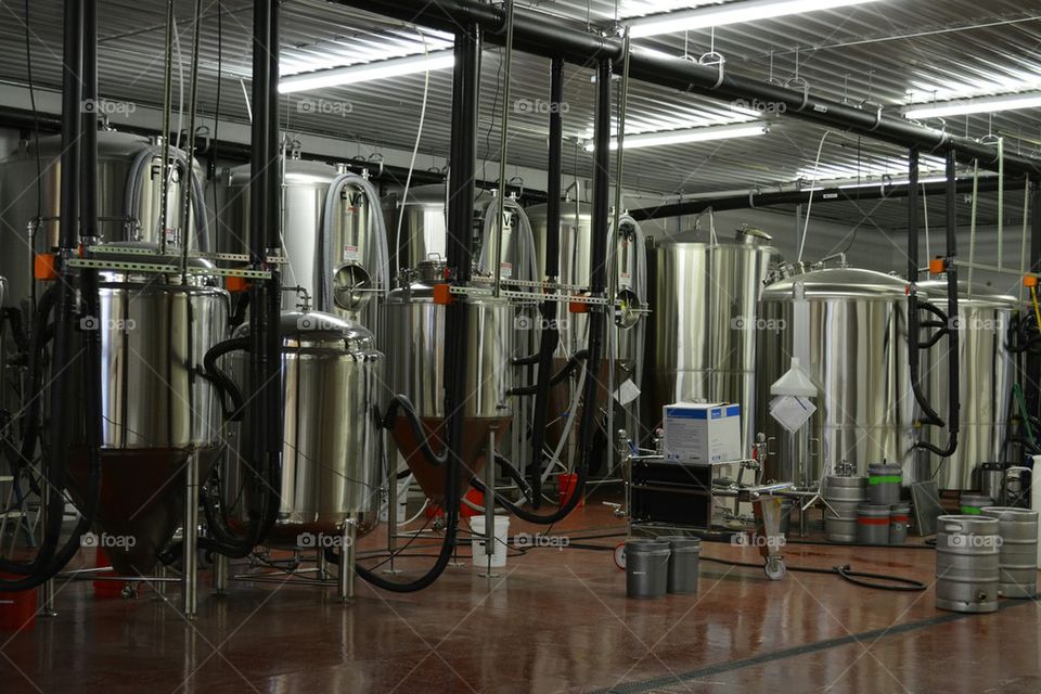 beer-making equipment at a brewery