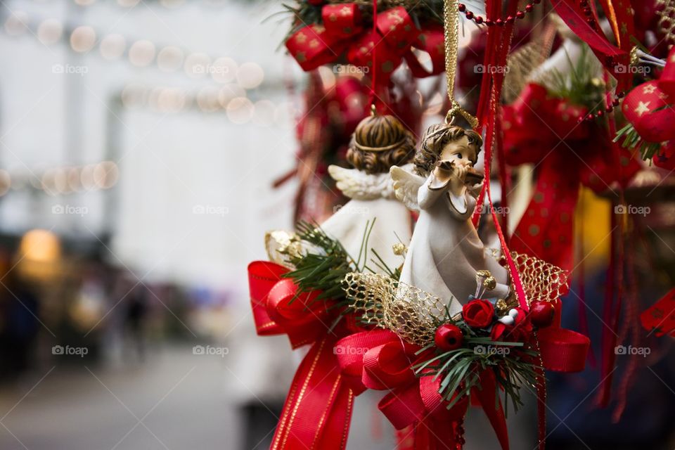 Christmas decorations hanging