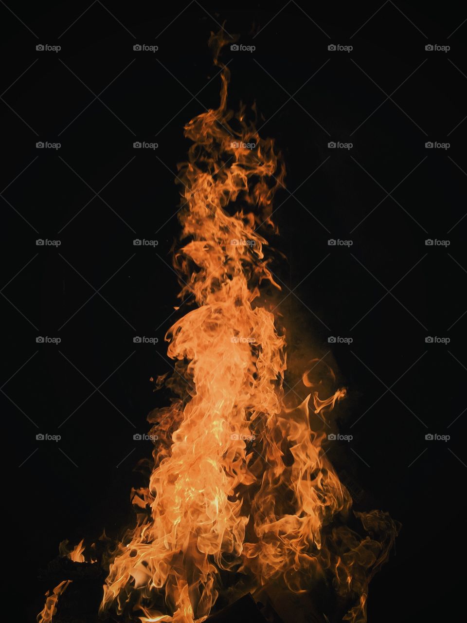 Flames of bonfire