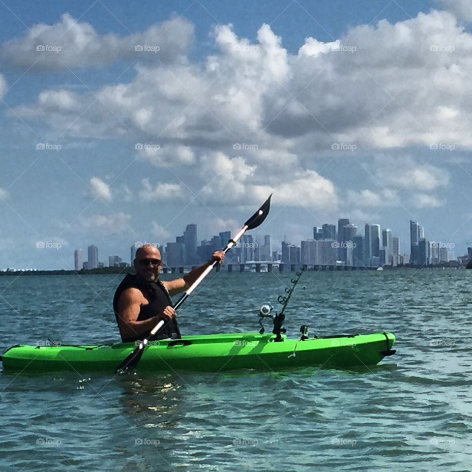 Kayaking in Miami . Enjoying downtown Miami from a Kayaking point of view 