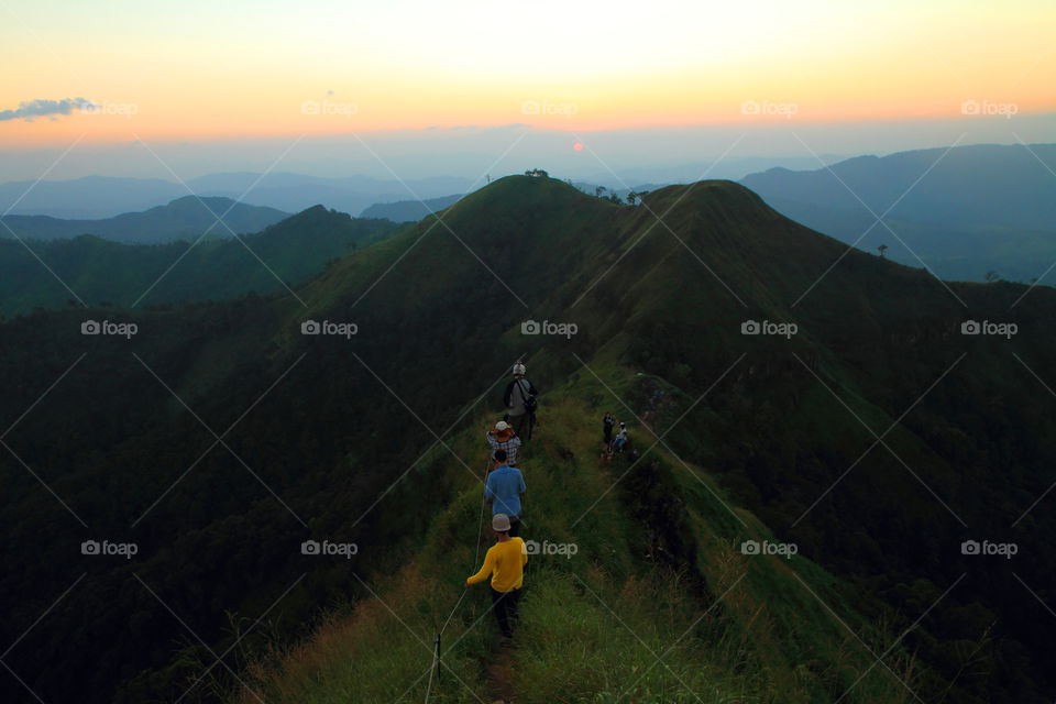 mind your step. Danger way in high mountain