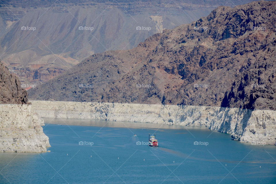 Sternwheeler on the Colorado.. Shot taken from the Hoover Dam on the Nevada side.