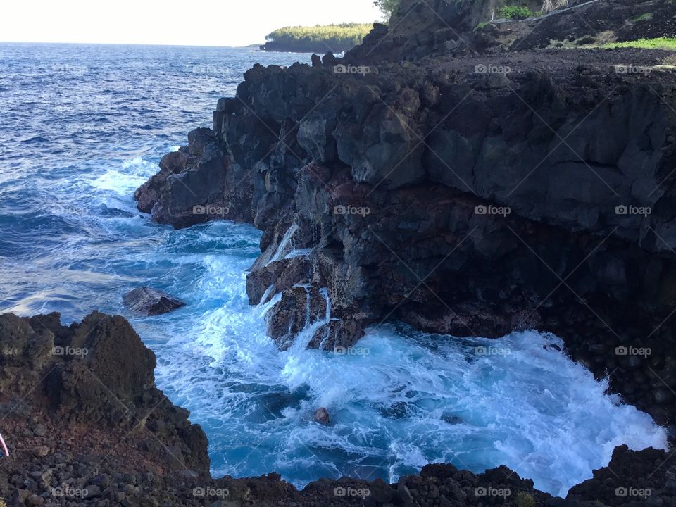 After a wave hits the sea cliff