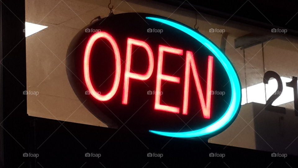 Open neon sign