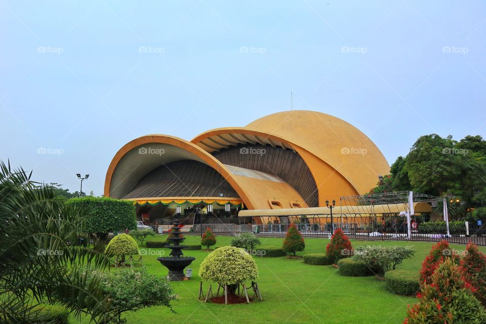 IMAX theatre, named Keong Mas, inside the Indonesia Miniature Park, Jakarta, Indonesia