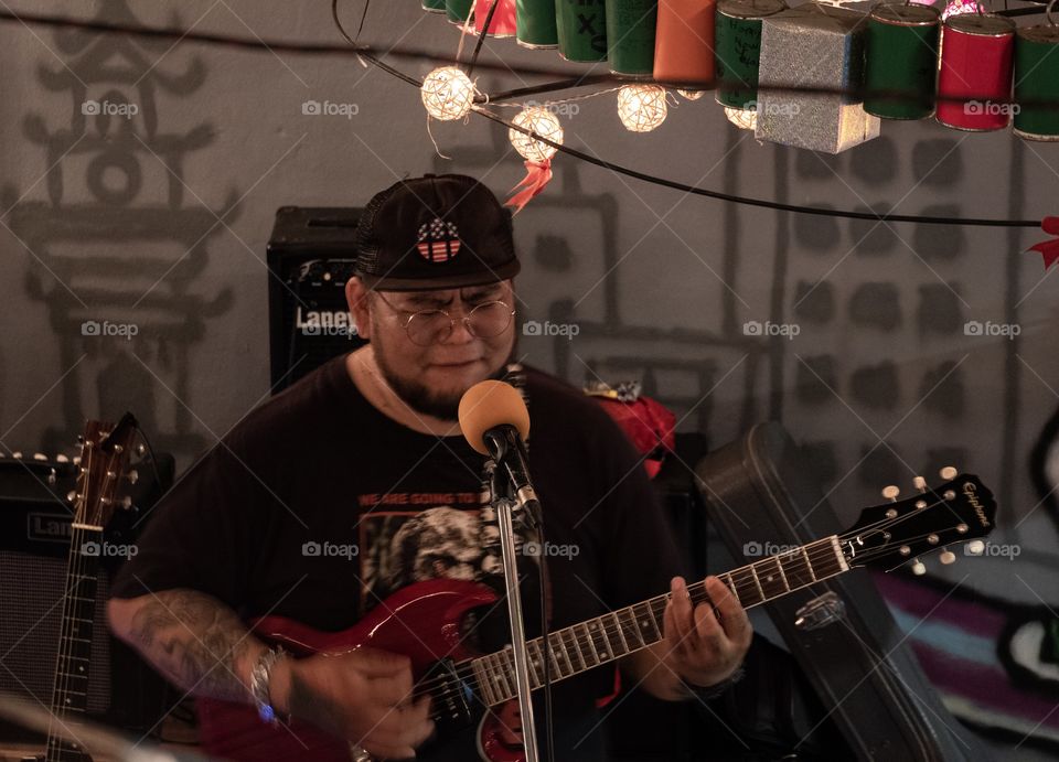 Singer sing a song on the stage