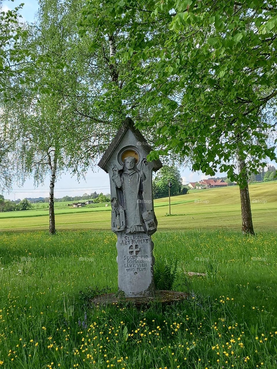 Wayside Cross, "Bless Abbot Rupert. Bless and Protect Our Folks, Livestock and Fields. "