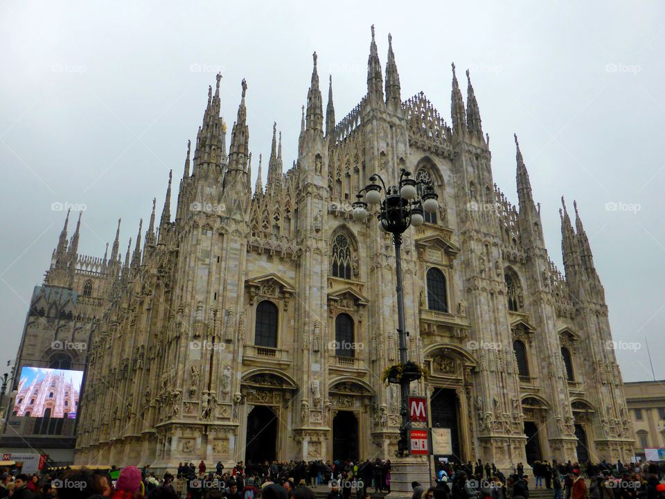 The greatan famous Cathedral in the center of Milan,Italy