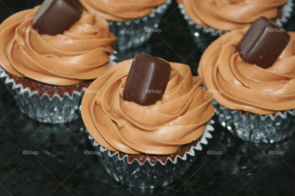 Chocolate cupcake with caramel frosting 