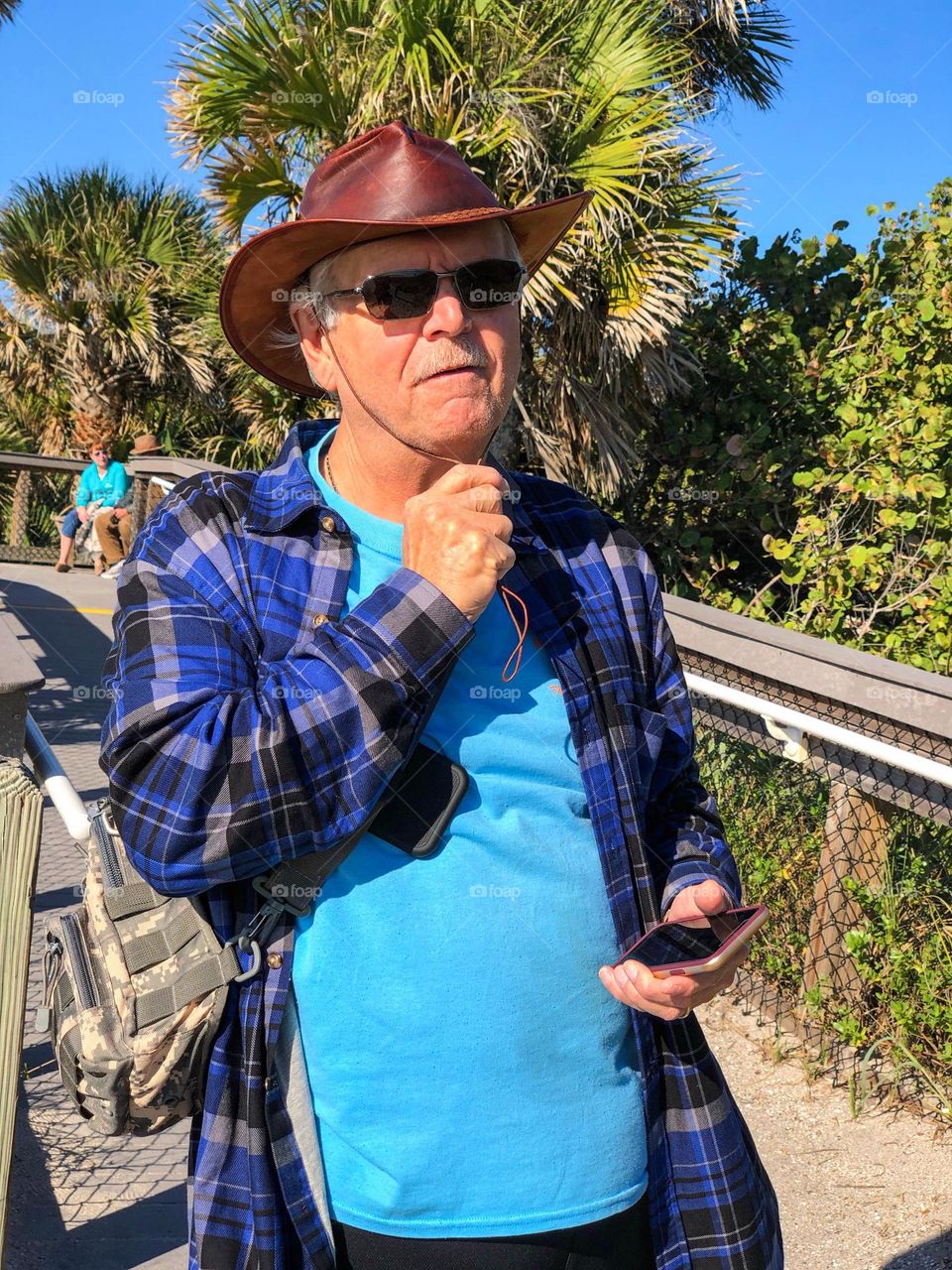 Modern Dad at the beach.