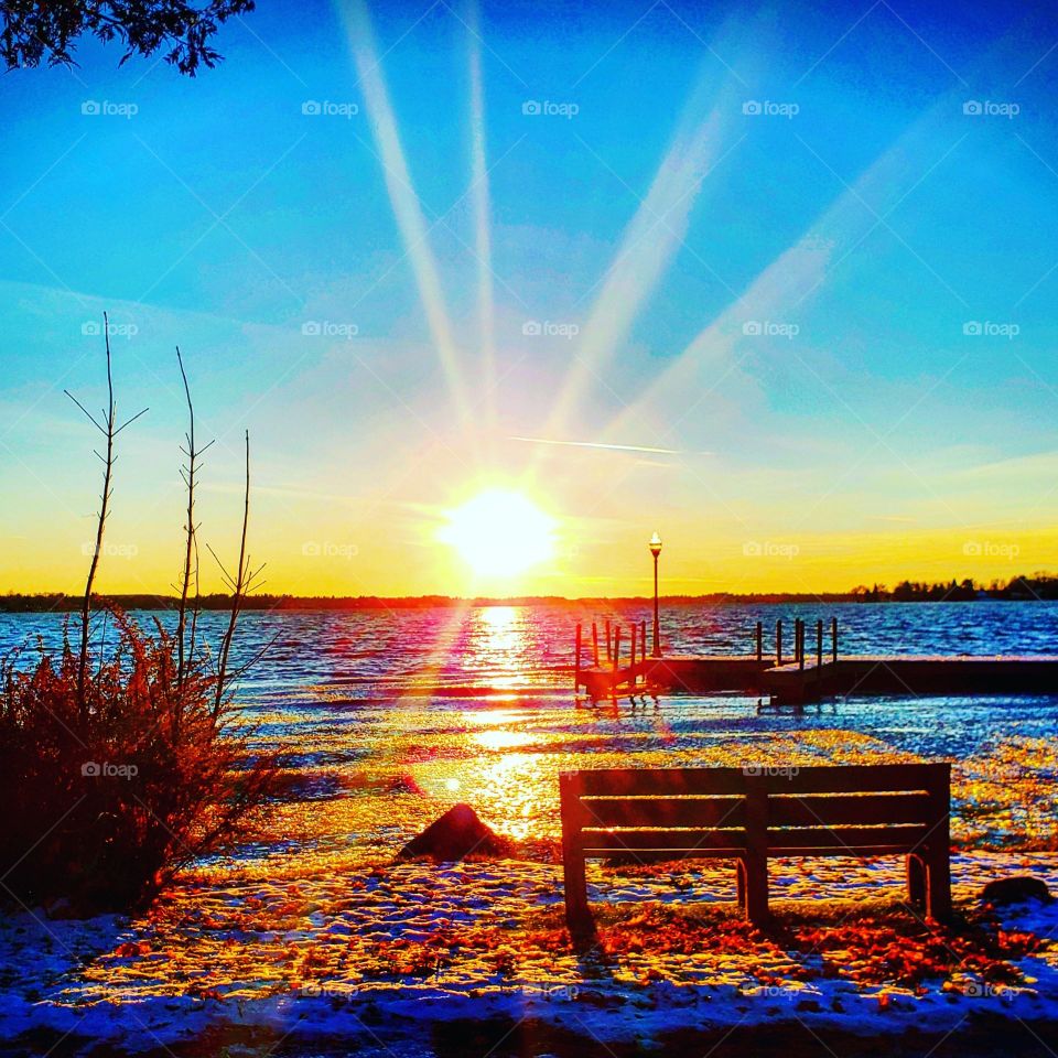 Beautiful sunset on a chilly winter's day.