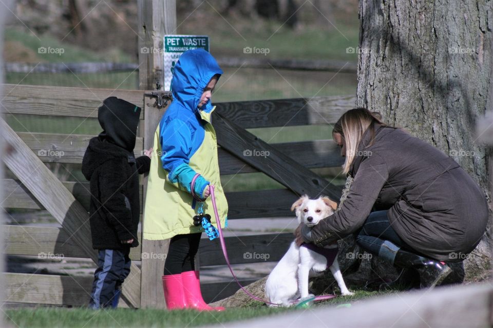 family with dog