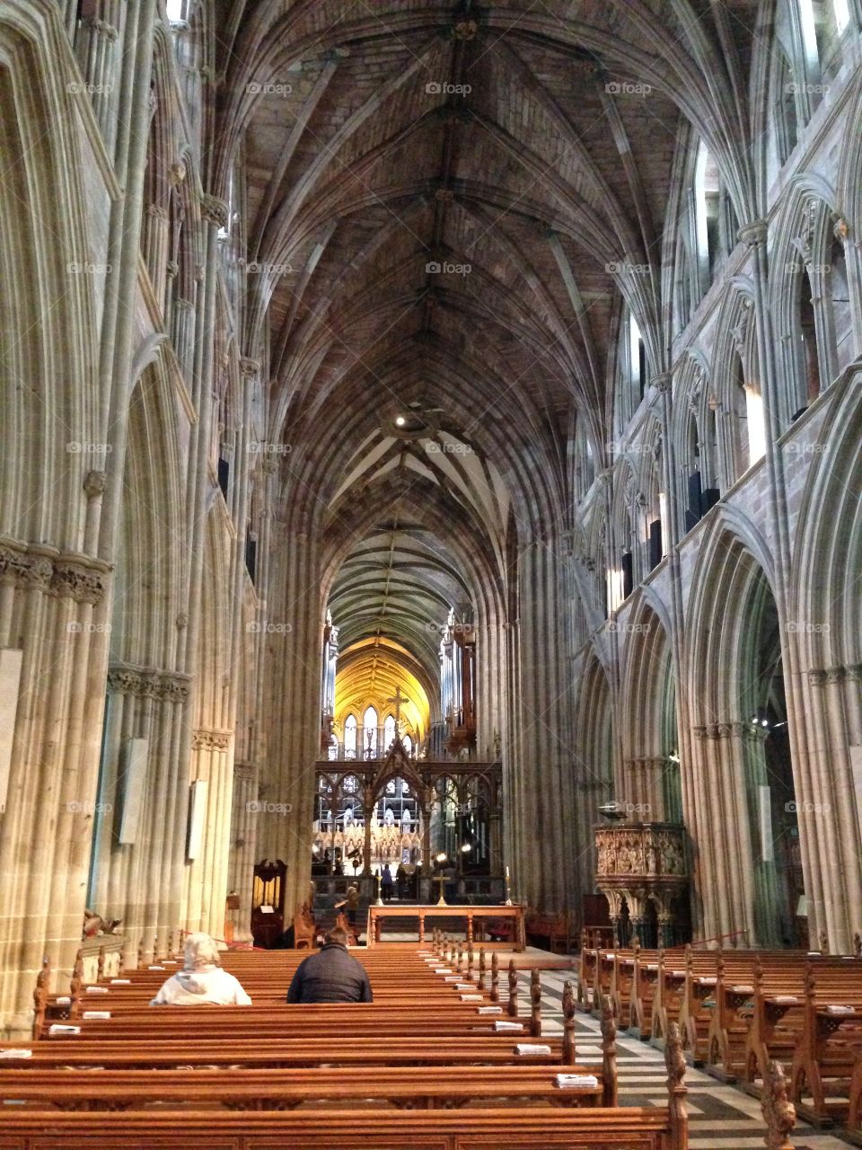 Worcester cathedral . Interior of historic Worcester cathedral 