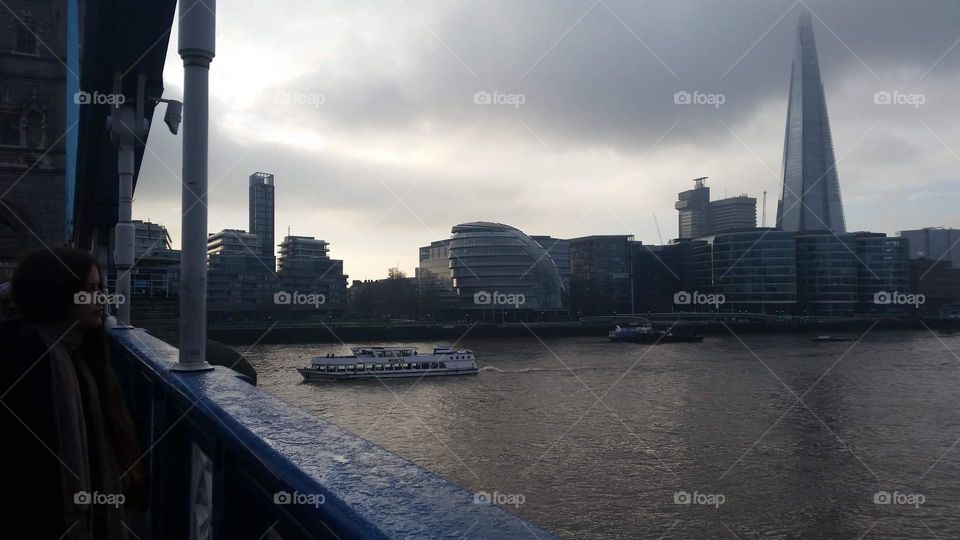 Watching the view  from the Tower Bridge.