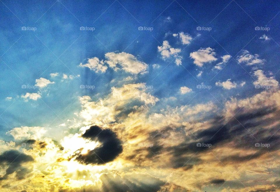 sky blue sunset clouds by cassiel_a