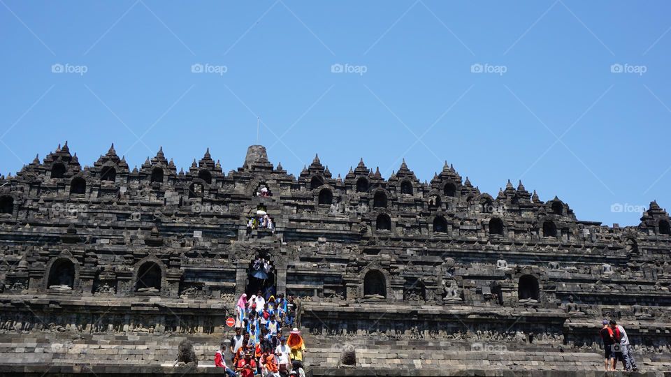 Borobudur Temple under the blue sky