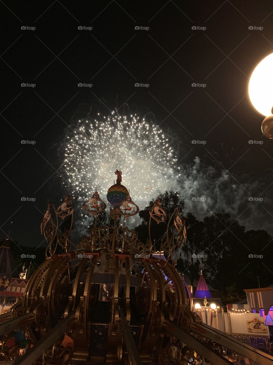 Fireworks over Dumbo at Disneyland 