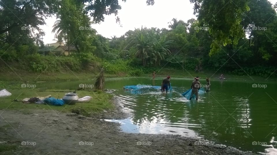 fishing at pond