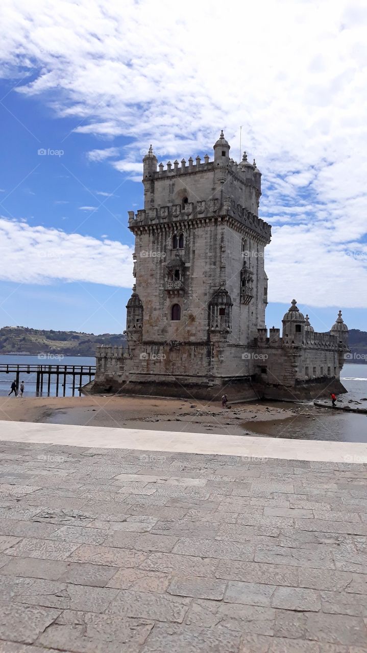 The beautiful Belém Tower located in Lisbon, Portugal.