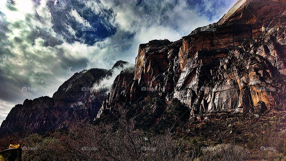 Tourist taking pictures at Zion National Park