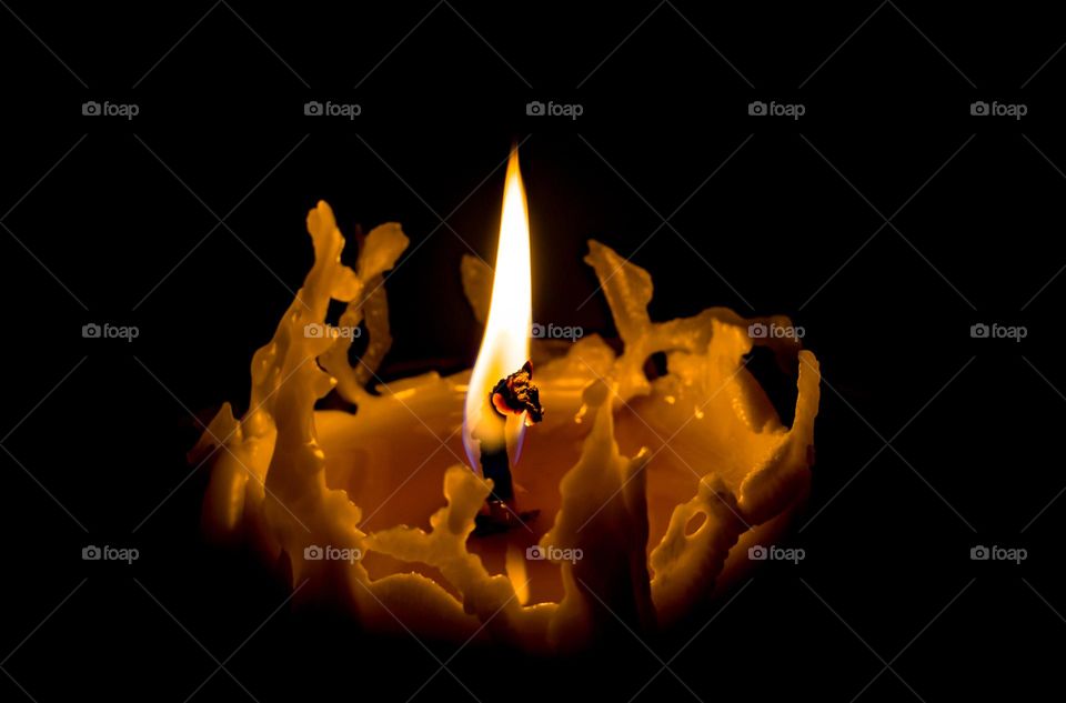 candle fire on a black background