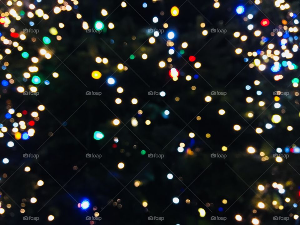 Bokeh lights of Christmas tree 
