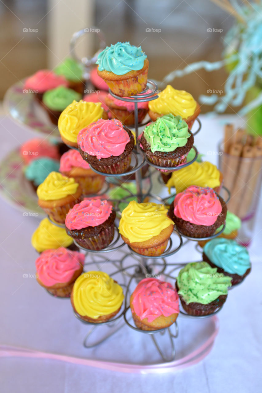 colorful cup cakes