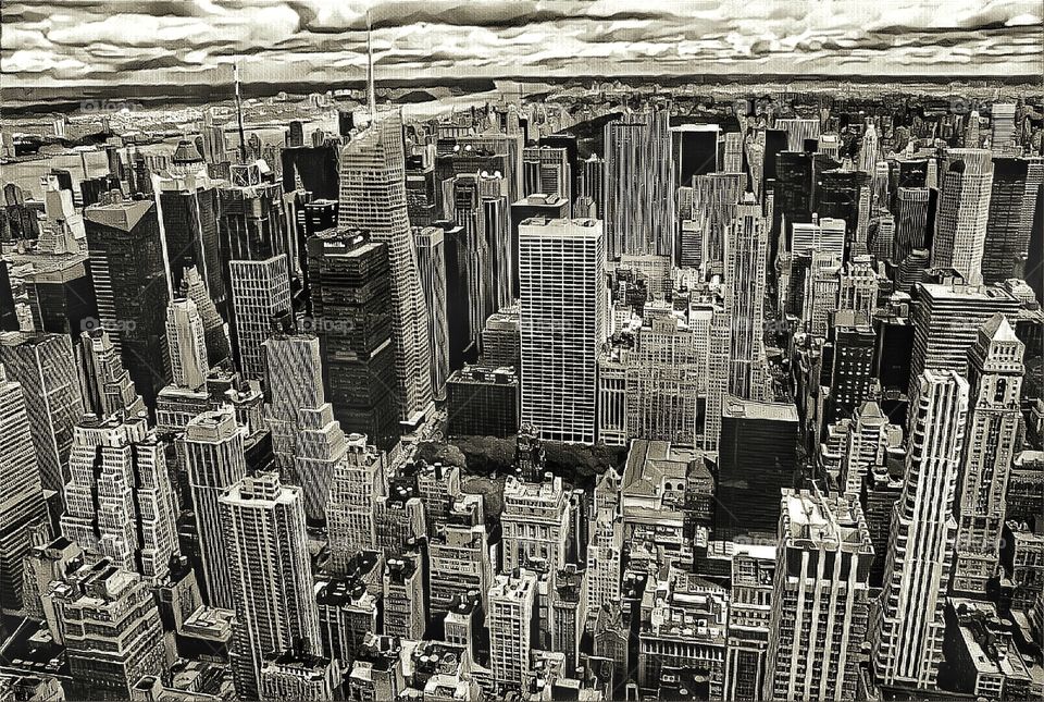 Manhattan cityscape bw