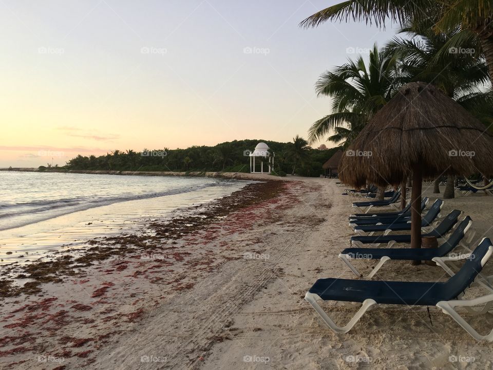 Early in the morning on the beach at the Grand Palladium resort in Mexico. 