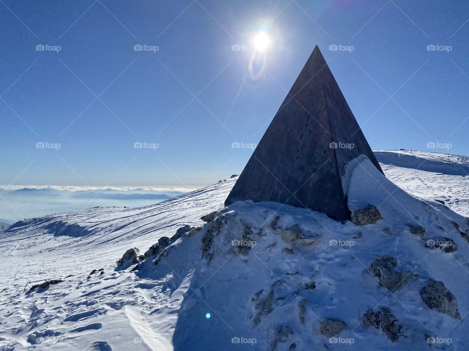 Pyramid, mountain, snow