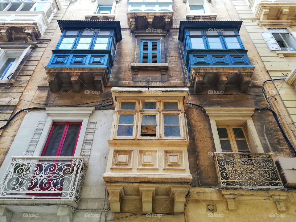 Typical Maltese wooden balconies (Valletta)