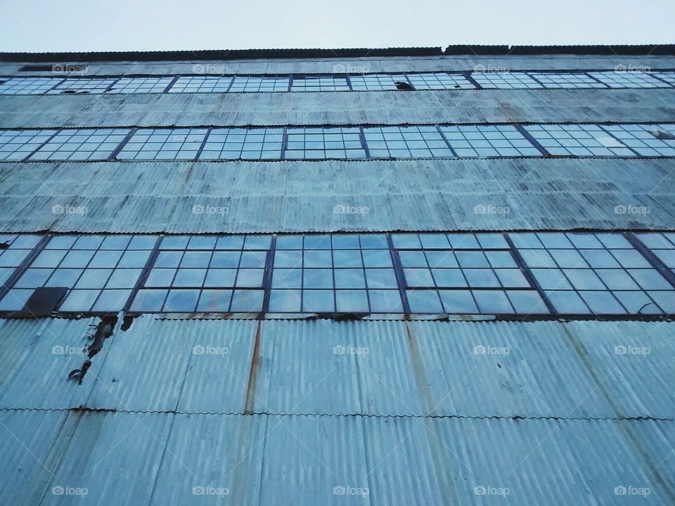 Abandoned warehouse building windows