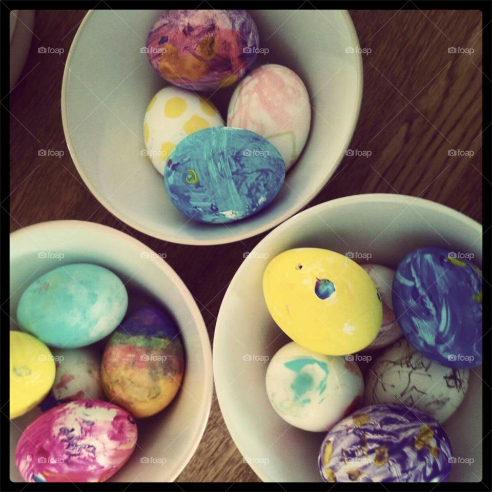 Ester hand painting eggs!