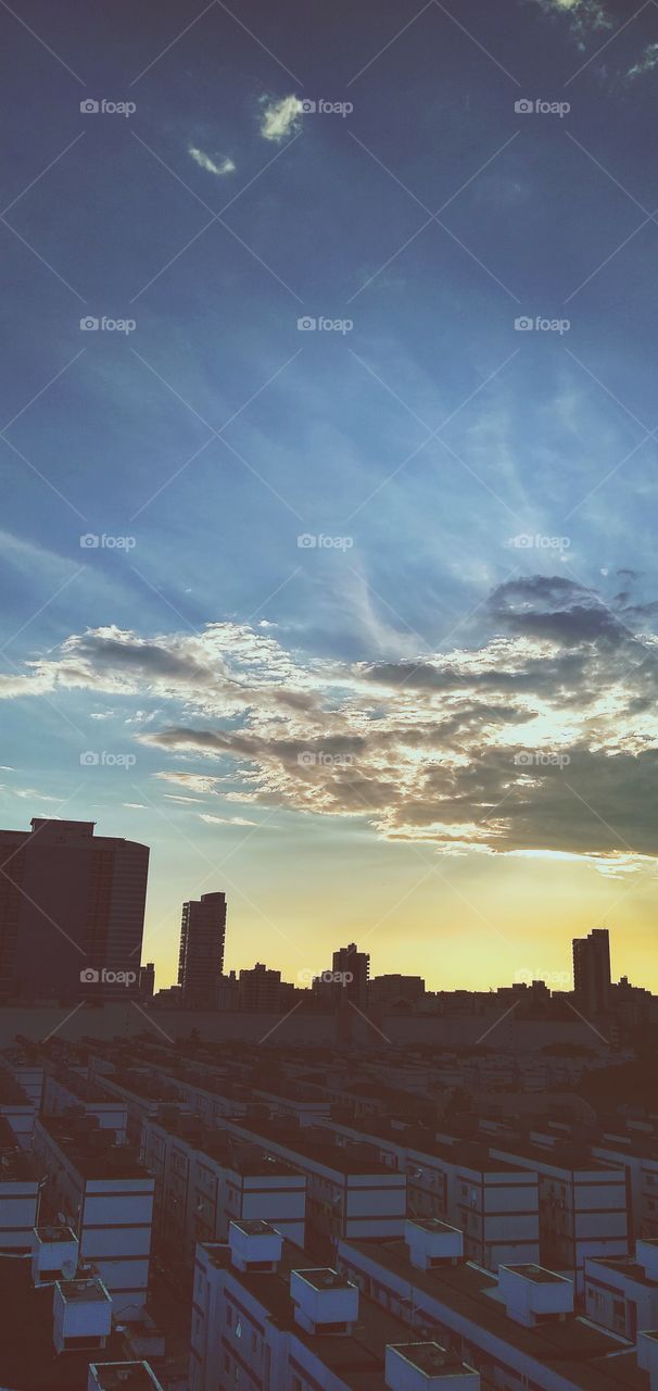 sky blue and yellow coast beach Santos
