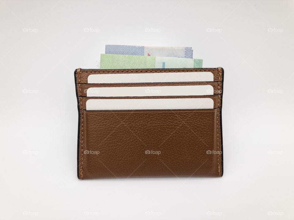 Minimalist leather wallet for cards and money