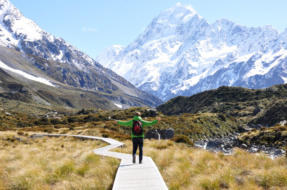 Man hiking in New Zealand