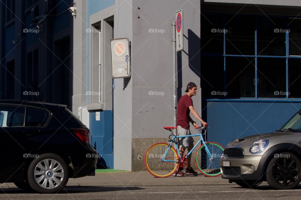 Street Shot Of Cyclist