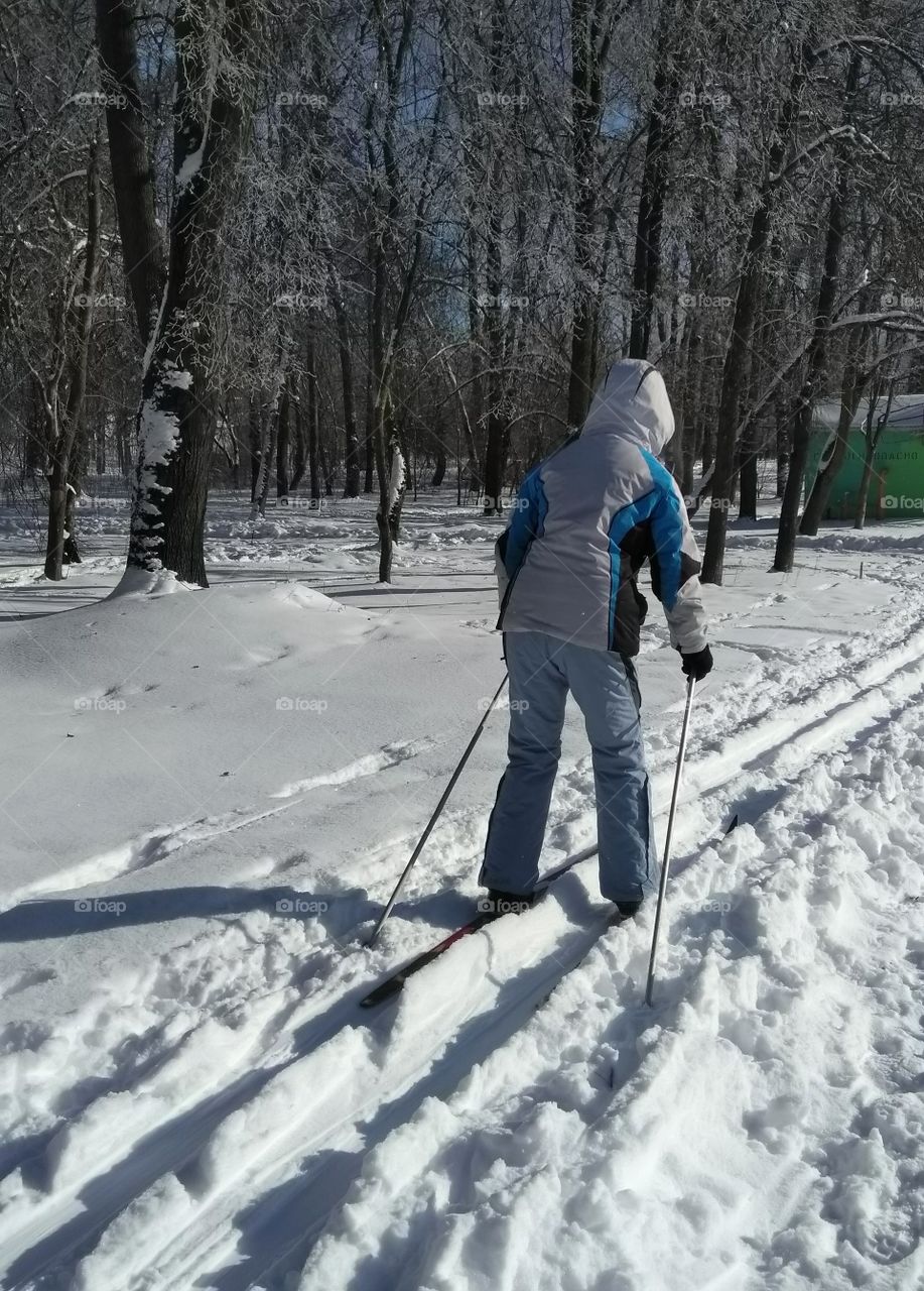 women outdoor sport time winter landscape social distance