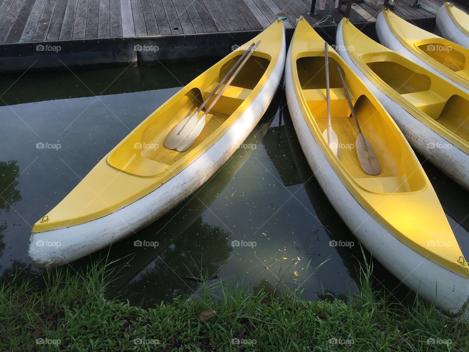 Yellow boat on the lake