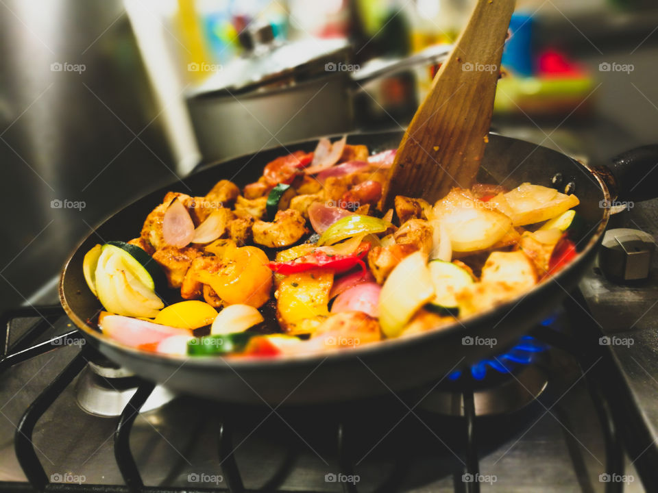 my home recipe paprika chicken and stir fry veg