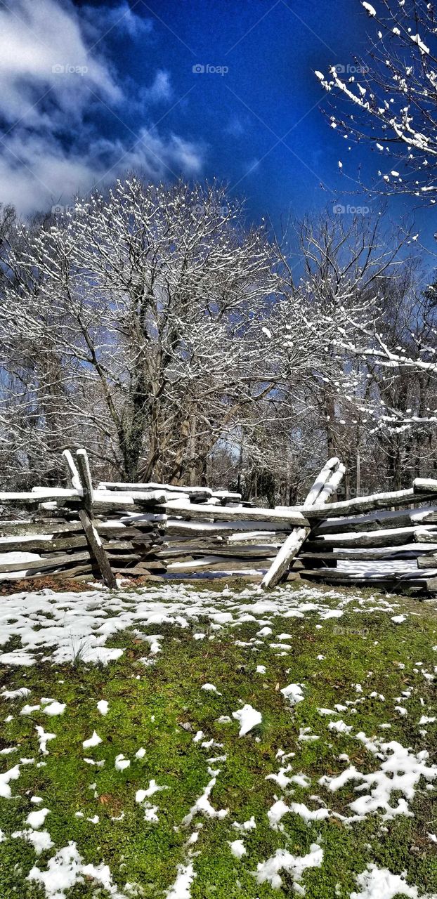 snowy fence