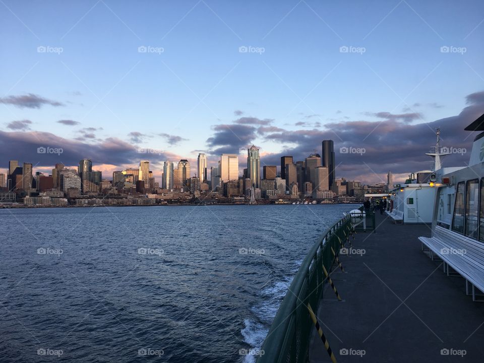 Seattle Waterfront from Bainbridge Island Ferry