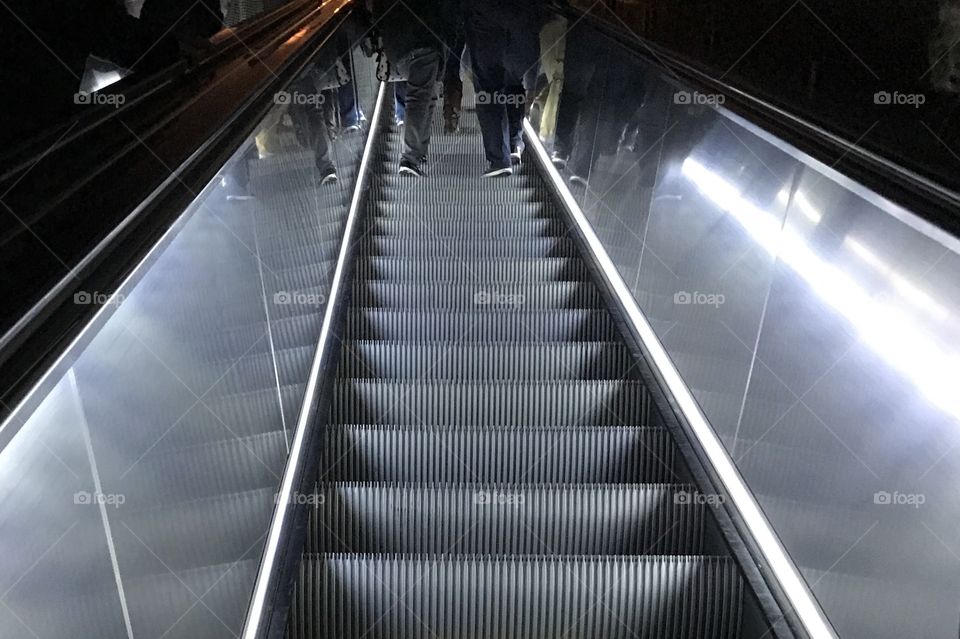 I loved this escalator. I thought it looked very futuristic lit up in metallic grey. From this perspective it could be going up or coming down