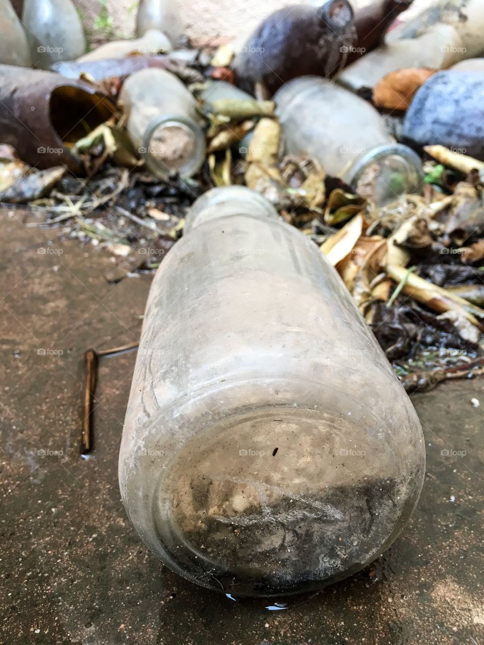 Old bottle in old bottle dump