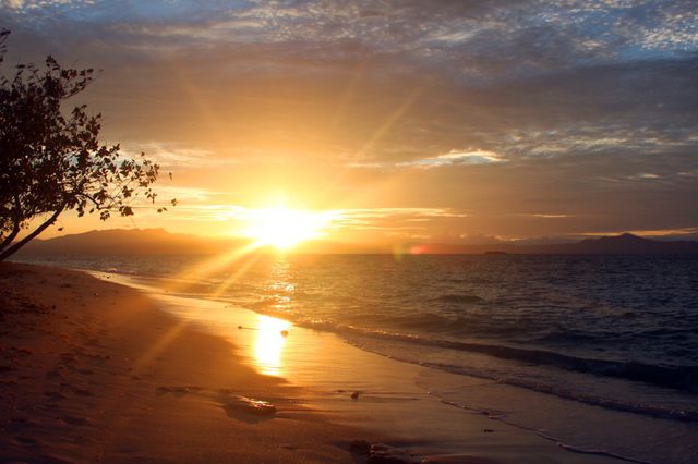 View of beach during sunset