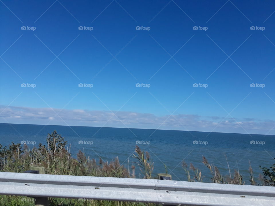 low clouds over lake erie