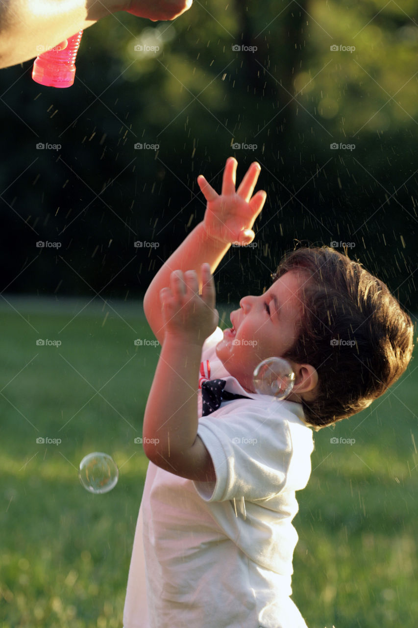 Toddler playing outdoors