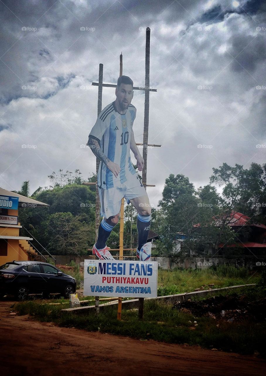 Huge cutouts of Argentina king Lionel Messi