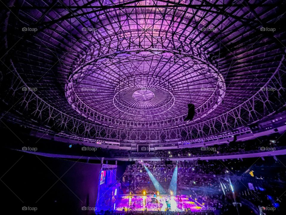 Circular ceiling at an indoor arena 